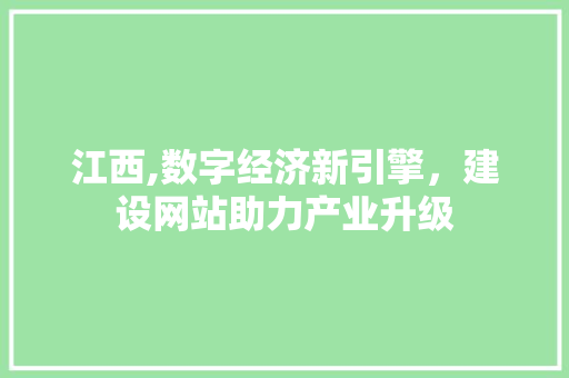 江西,数字经济新引擎，建设网站助力产业升级 商务信函