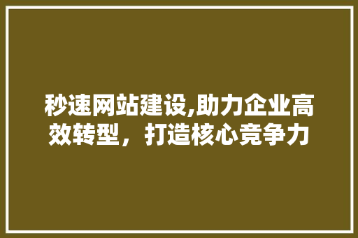 秒速网站建设,助力企业高效转型，打造核心竞争力