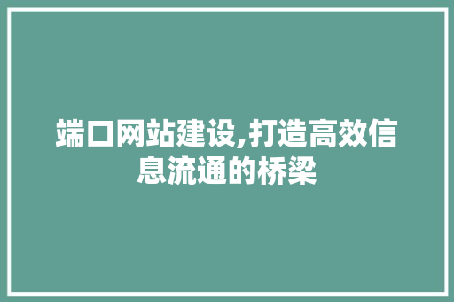 端口网站建设,打造高效信息流通的桥梁