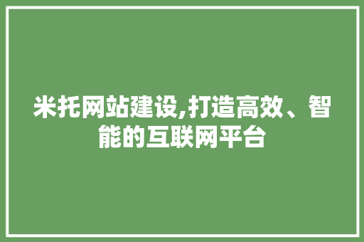 米托网站建设,打造高效、智能的互联网平台