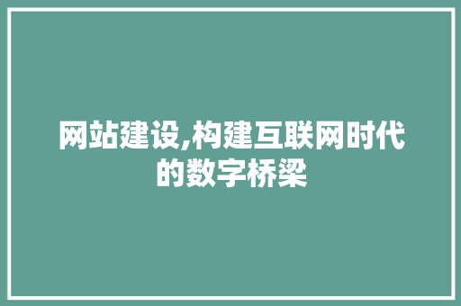 网站建设,构建互联网时代的数字桥梁