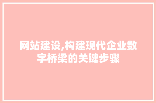 网站建设,构建现代企业数字桥梁的关键步骤