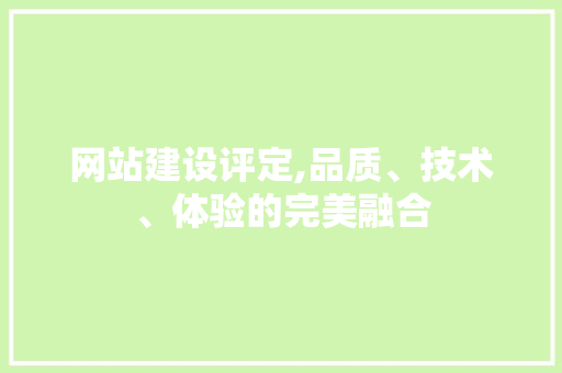 网站建设评定,品质、技术、体验的完美融合
