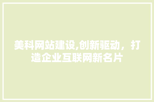 美科网站建设,创新驱动，打造企业互联网新名片 项目报告