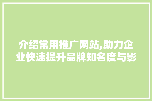 介绍常用推广网站,助力企业快速提升品牌知名度与影响力