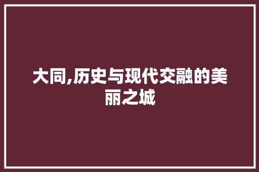 大同,历史与现代交融的美丽之城