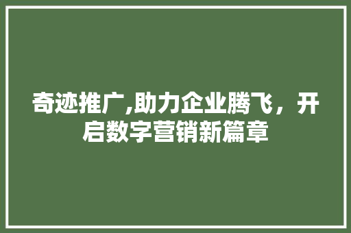 奇迹推广,助力企业腾飞，开启数字营销新篇章