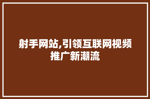射手网站,引领互联网视频推广新潮流 响应式设计