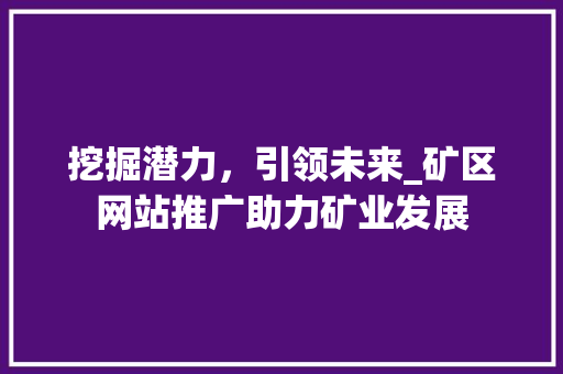 挖掘潜力，引领未来_矿区网站推广助力矿业发展