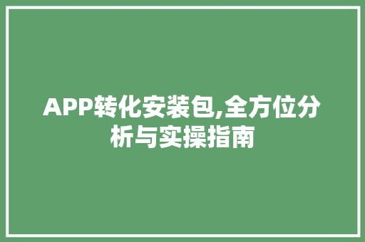 APP转化安装包,全方位分析与实操指南