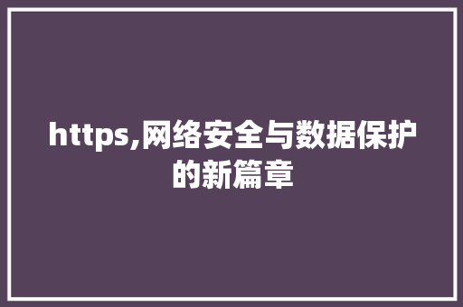 https,网络安全与数据保护的新篇章