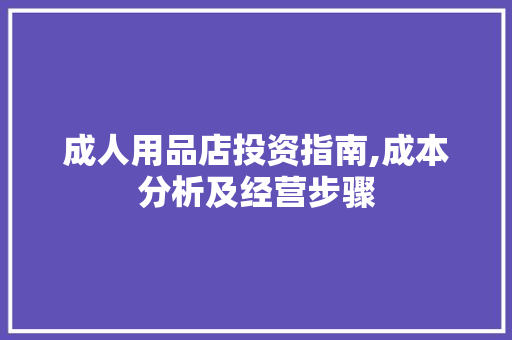 成人用品店投资指南,成本分析及经营步骤