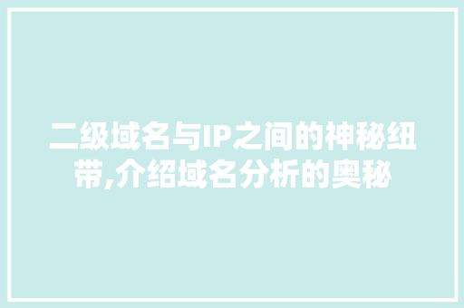 二级域名与IP之间的神秘纽带,介绍域名分析的奥秘