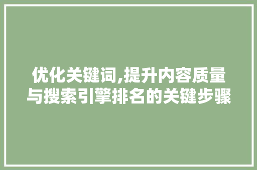 优化关键词,提升内容质量与搜索引擎排名的关键步骤