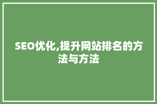 SEO优化,提升网站排名的方法与方法