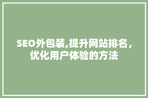 SEO外包装,提升网站排名，优化用户体验的方法 项目报告