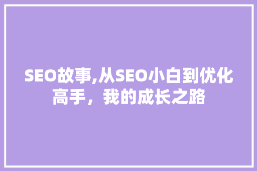 SEO故事,从SEO小白到优化高手，我的成长之路