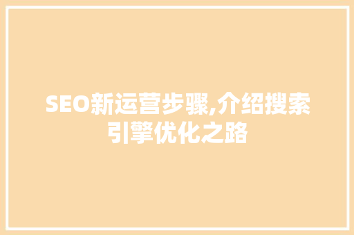 SEO新运营步骤,介绍搜索引擎优化之路