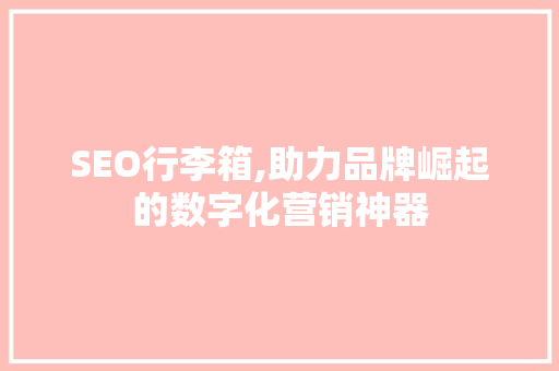 SEO行李箱,助力品牌崛起的数字化营销神器