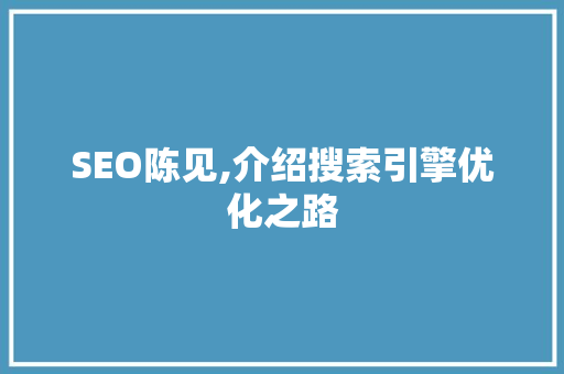 SEO陈见,介绍搜索引擎优化之路