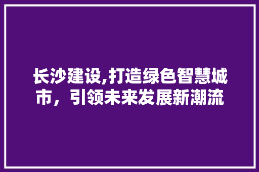 长沙建设,打造绿色智慧城市，引领未来发展新潮流