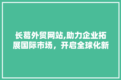 长葛外贸网站,助力企业拓展国际市场，开启全球化新篇章