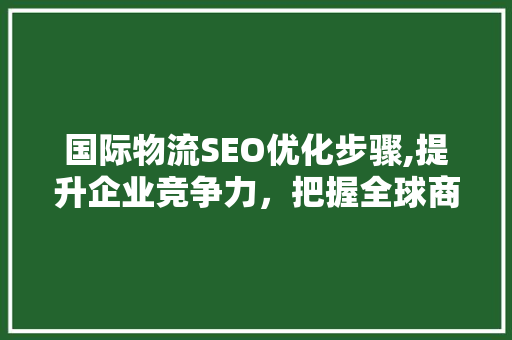 国际物流SEO优化步骤,提升企业竞争力，把握全球商机
