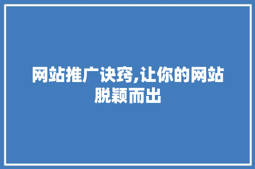 网站推广诀窍,让你的网站脱颖而出 市场营销范文