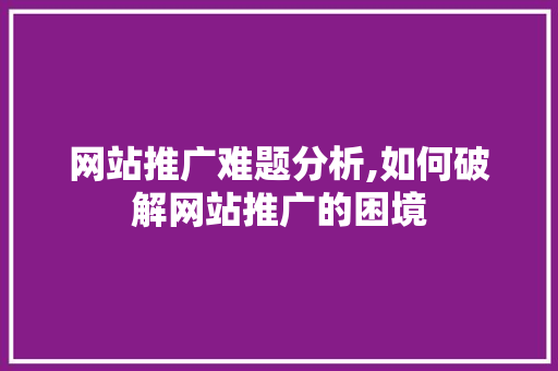 网站推广难题分析,如何破解网站推广的困境 市场营销范文