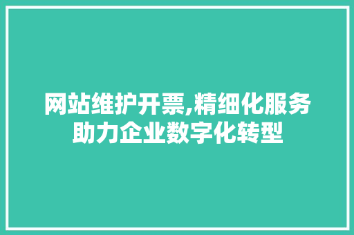 网站维护开票,精细化服务助力企业数字化转型 前端技术