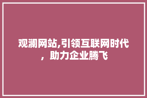 观澜网站,引领互联网时代，助力企业腾飞