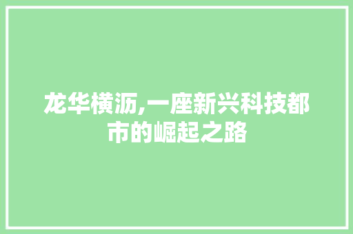 龙华横沥,一座新兴科技都市的崛起之路