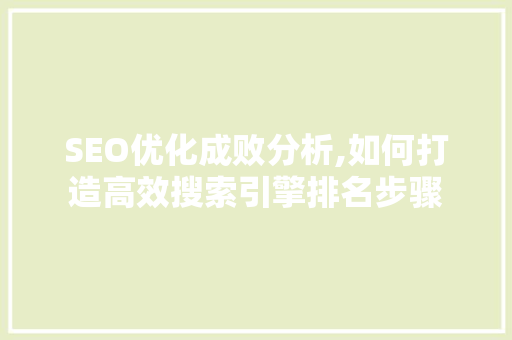 SEO优化成败分析,如何打造高效搜索引擎排名步骤