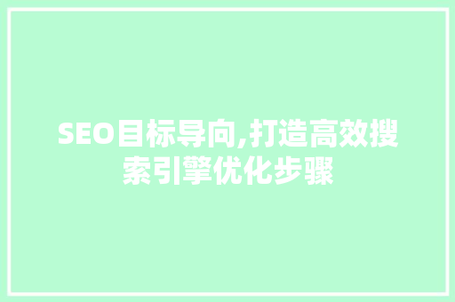 SEO目标导向,打造高效搜索引擎优化步骤