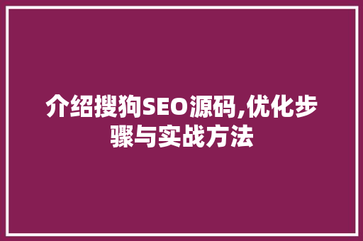介绍搜狗SEO源码,优化步骤与实战方法
