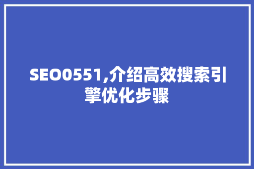 SEO0551,介绍高效搜索引擎优化步骤