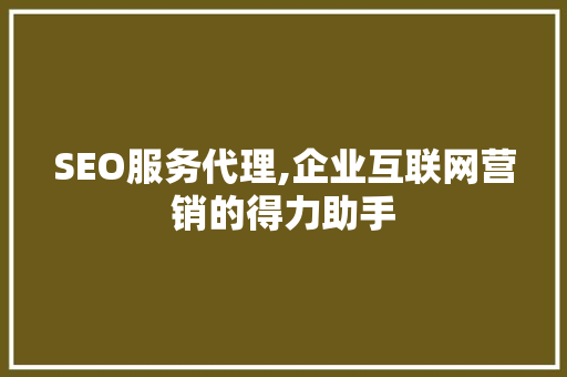 SEO服务代理,企业互联网营销的得力助手