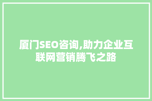 厦门SEO咨询,助力企业互联网营销腾飞之路