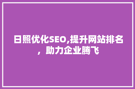日照优化SEO,提升网站排名，助力企业腾飞