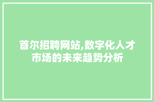 首尔招聘网站,数字化人才市场的未来趋势分析