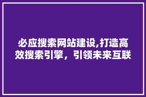 必应搜索网站建设,打造高效搜索引擎，引领未来互联网发展