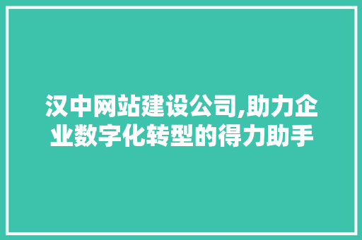 汉中网站建设公司,助力企业数字化转型的得力助手
