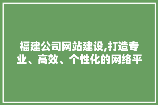 福建公司网站建设,打造专业、高效、个性化的网络平台