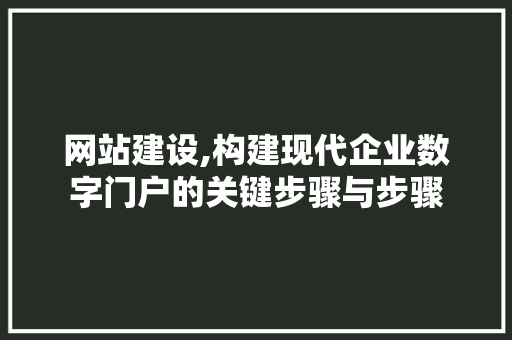 网站建设,构建现代企业数字门户的关键步骤与步骤 网站建设