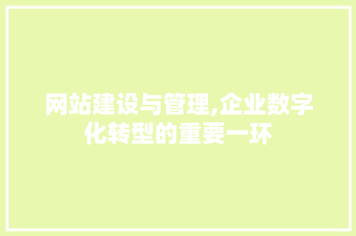 网站建设与管理,企业数字化转型的重要一环