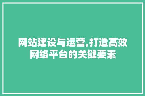 网站建设与运营,打造高效网络平台的关键要素
