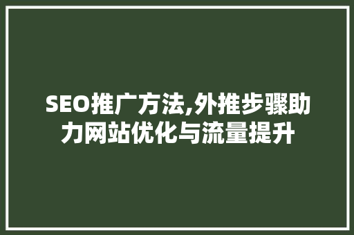 SEO推广方法,外推步骤助力网站优化与流量提升