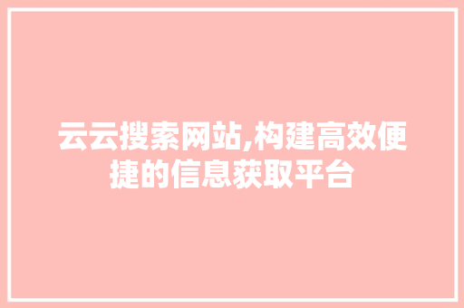 云云搜索网站,构建高效便捷的信息获取平台
