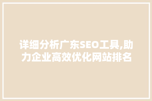 详细分析广东SEO工具,助力企业高效优化网站排名