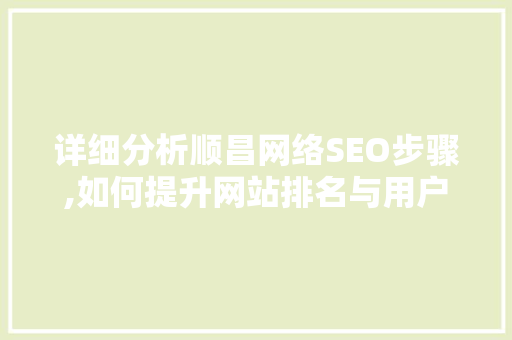 详细分析顺昌网络SEO步骤,如何提升网站排名与用户体验